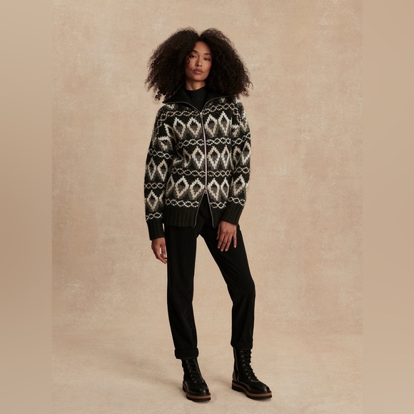 Varley Brooke Fairisle Knit Jacket Full Zip - Black Mountain - Size XS - Picture 8 of 10